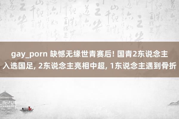 gay_porn 缺憾无缘世青赛后! 国青2东说念主入选国足， 2东说念主亮相中超， 1东说念主遇到骨折