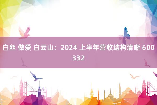 白丝 做爱 白云山：2024 上半年营收结构清晰 600332