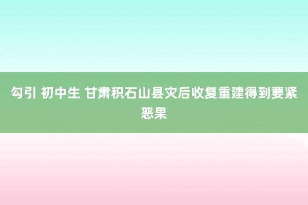 勾引 初中生 甘肃积石山县灾后收复重建得到要紧恶果