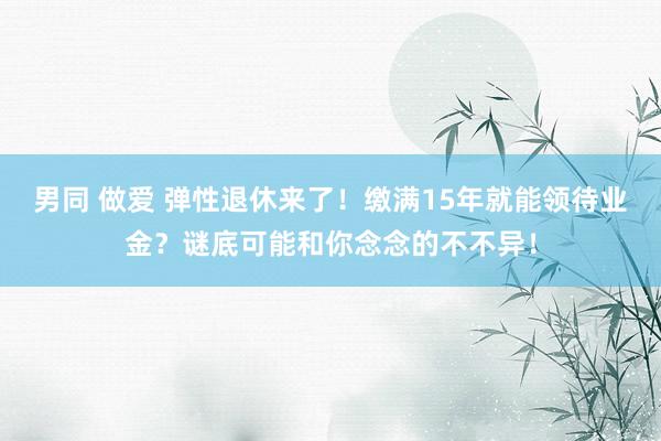 男同 做爱 弹性退休来了！缴满15年就能领待业金？谜底可能和你念念的不不异！