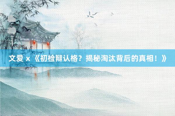 文爱 x 《初检辩认格？揭秘淘汰背后的真相！》