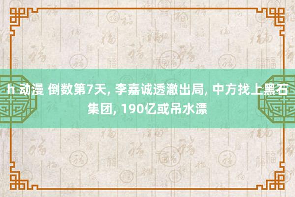 h 动漫 倒数第7天， 李嘉诚透澈出局， 中方找上黑石集团， 190亿或吊水漂