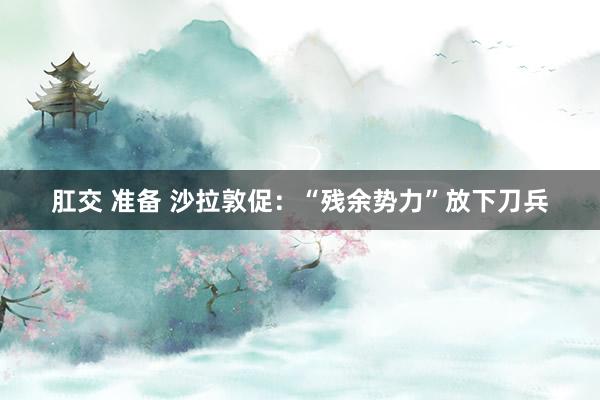 肛交 准备 沙拉敦促：“残余势力”放下刀兵